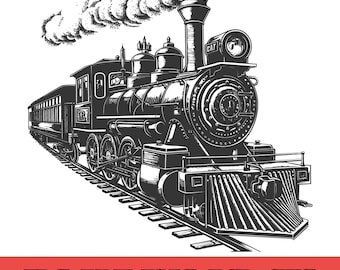 Locomotive à vapeur vintage SVG, silhouette de Train de chemin de fer classique (téléchargement numérique)