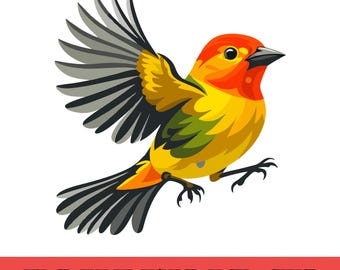 Illustration einer Scharlachtangare, Singvogel-Clipart (Digitaler Download)