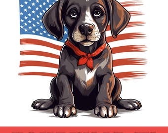 Amerikaanse vlag hond PNG – Patriottische 4 juli clipart (digitale download)