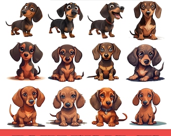 Dachshund Dog Clipart, Wiener Dog Graphic, Silhouette Vector (Digital Download)
