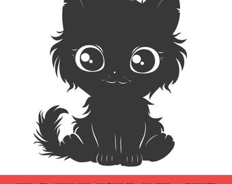 Schwarze Katze Silhouette, Halloween Clipart (digitaler Download)