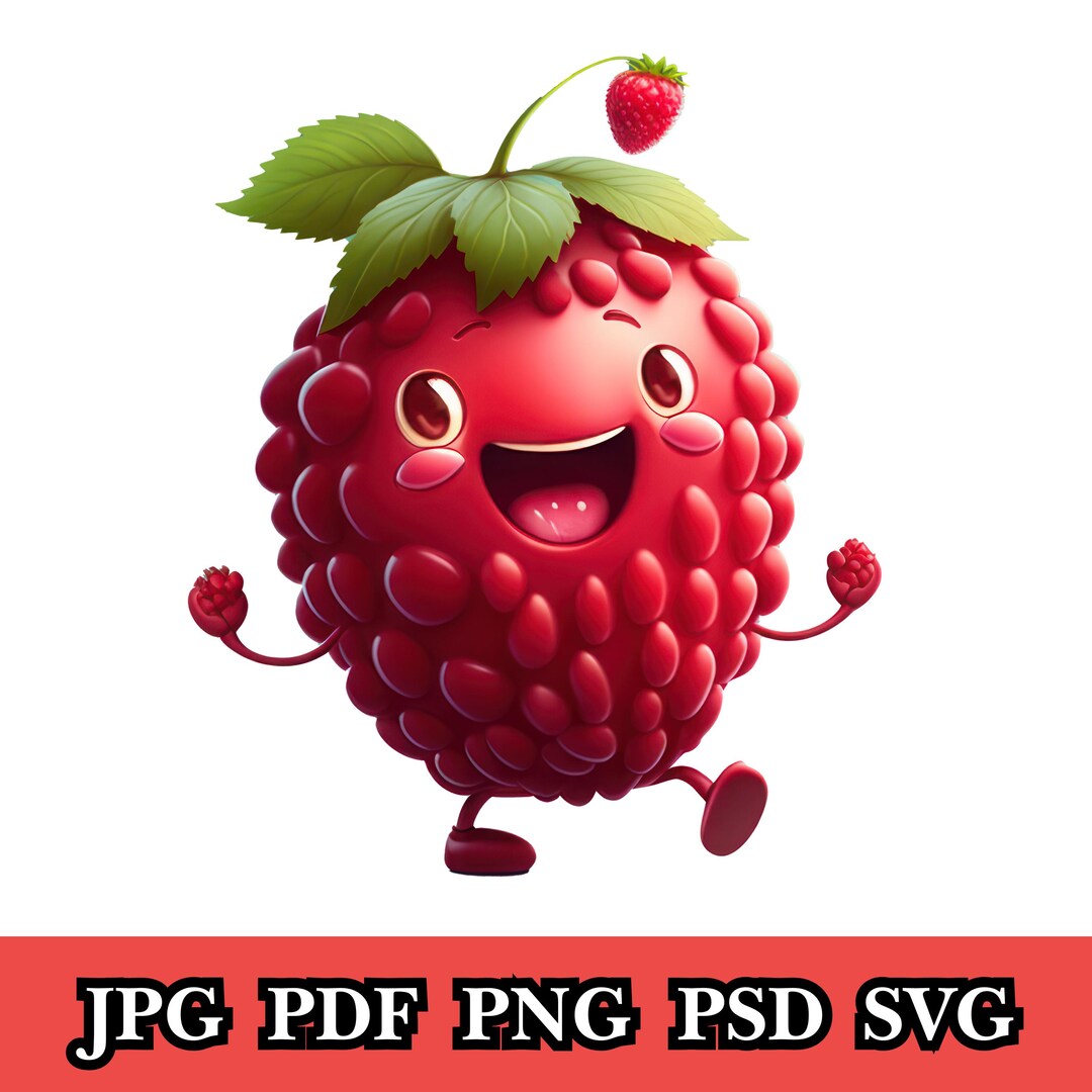 Funny Raspberry Clipart: Summer Cartoon Graphic (digital Download) - Etsy