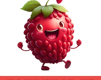 Funny Raspberry Clipart: Summer Cartoon Graphic (Digital Download)
