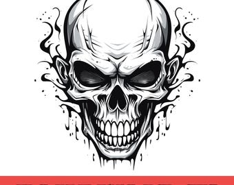 Skull Silhouette Vector, Gothic Graphic Clipart (svg, png, jpg, pdf)