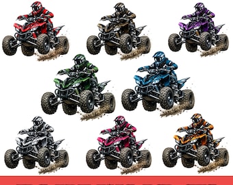 Watercolor ATV Clipart, Off-Road Quad Bike Illustration