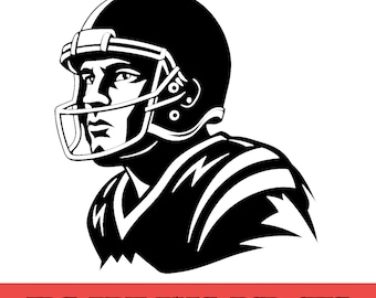 American Football Player Silhouette SVG, Sports Graphics (Digital Download)