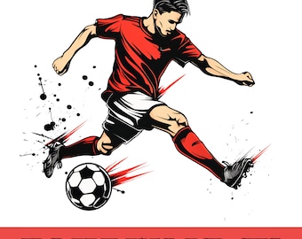 Illustrations de joueurs de football à l'aquarelle, graphisme sportif (téléchargement numérique)