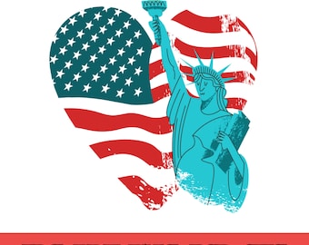 Cœur drapeau américain SVG PNG, clipart patriotique, image pour la fête de l'indépendance (téléchargement numérique)