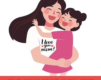 Ich liebe dich Mama SVG, Liebeszitat Clipart (Digitaler Download)