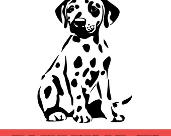 Silhouet van een Dalmatische hond SVG-clipart, vectorafbeelding voor dierenliefhebbers (digitale download)