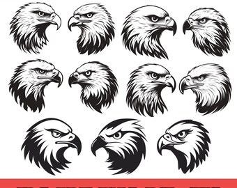 Eagle Head Silhouette SVG, Bald Eagle Clipart (Digital Download)