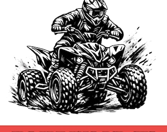 ATV Clipart, Quad Bike Racing Graphic, Offroad Motocross PNG (Digital Download)