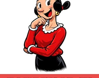 Olive Oyl SVG, Vintage Cartoon Clipart (Digital Download)
