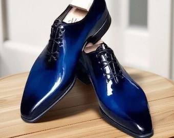 blue dress up shoes Trevor Leather Kids Crocodile/Lizard Print Dress Shoes Lace Up Gliders, Royal Blue / 12 US/ AGE 4-8 Years/Little Kids