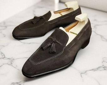 Handmade Brown Suede Leather Moccasins: Men's Loafer Shoes