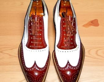 Men,s Handmade New Two-Tone Wingtip Leather Brogue Oxford Lace up Dress Shoes