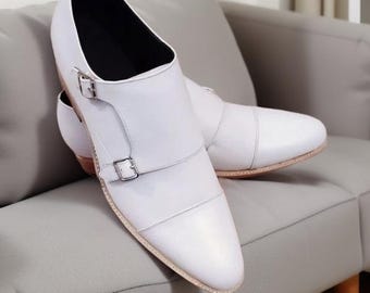 Echtes Leder Handmade Double Monk Schuhe Herren