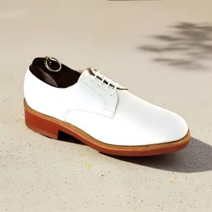 New Handmade Men's Leather Shoe, White Lace-Up Oxford Formal Dress Shoes For Men