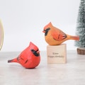 Hand-Carved Wooden Cardinal Statue with Personalized Base - Gift for bird lovers