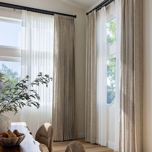 Extra Wide Linen Blackout Curtains for Bedroom & Living room, Nursery, Custom Size Blackout Curtains, Light Blocking Drapes For Bedroom