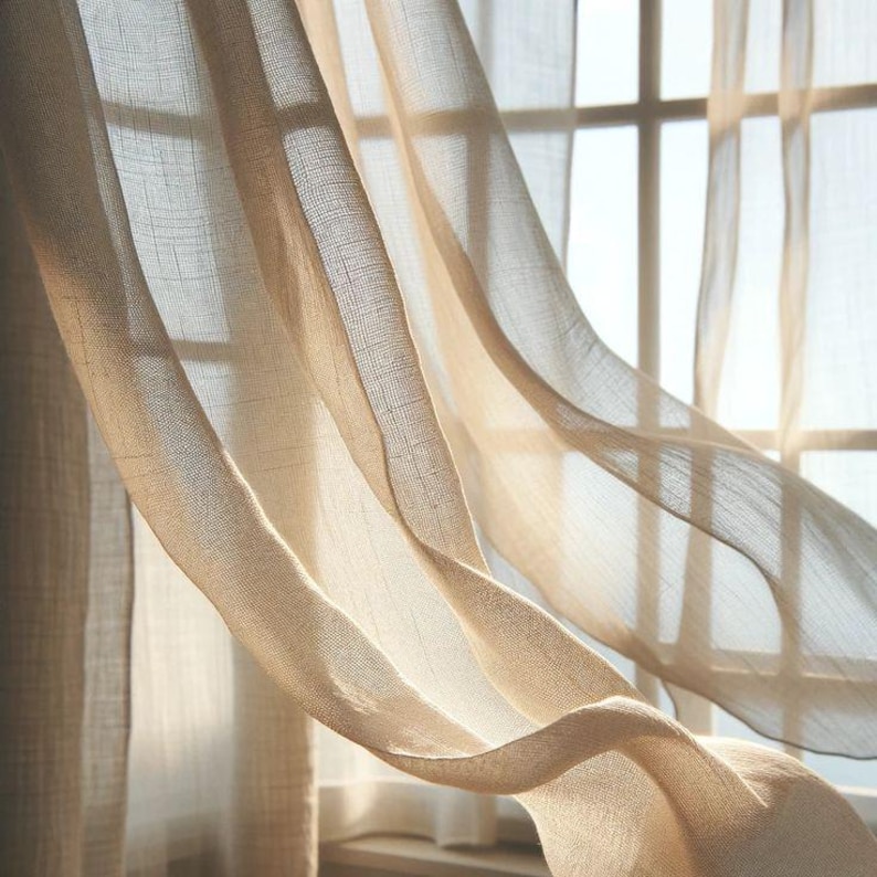 Custom Made Linen Sheer Curtains, Natural Light Filtering Drapes, Soft ...