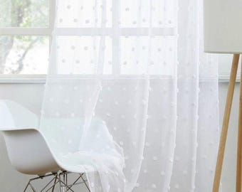Haftowane lniane firanki, styl boho, niestandardowy rozmiar