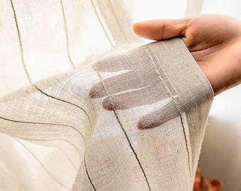 Modern Linen Look Curtains, Minimalist Sheer Window Panels, Designer Drapes, Custom Neutral Curtains, Organic Modern Home Decor