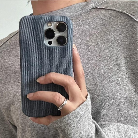 Woven Canvas iPhone Case: Minimalist Fabric Texture iPhone 16/15