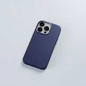 May include: A navy blue smartphone case with a silver camera module. The case has a smooth, matte finish and is designed to fit a smartphone. The phone case is on a white background.