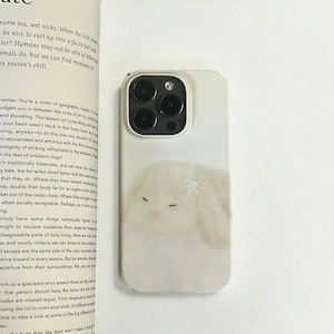Cute Bunny iPhone Case | Soft Pastel Coquette Aesthetic Phone Cover with Ribbon Bow | Kawaii Girly iPhone 16 15 14 13 12 11 Pro Max