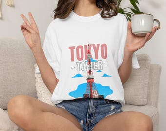 Tokyo Tower Illustration T-shirt ,Japan Travel Graphic Tee,Tokyo Travel Tee, Japanese Street Wear, Gift for Japan Lover