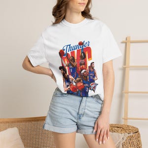 Grafisch T-shirt OKC-basketbalspelers, Oklahoma City, Thunder Fan Apparel, Oklahoma City Retro Jersey Art