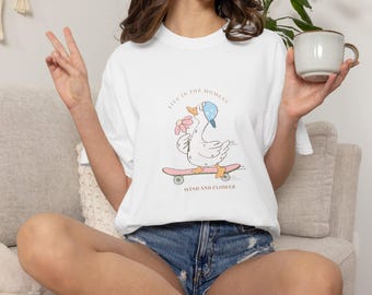 Camiseta de pato patinador juguetón: Camiseta divertida de animales