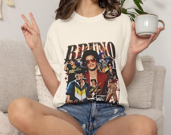 T-shirt Bruno Mars, t-shirt groupe de musiciens, graphisme concert rétro, t-shirt pour tenue de concert