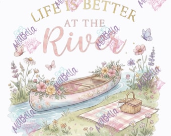 La vida es mejor en el río PNG, diseño de sublimación de verano (descarga digital)