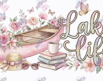 Lake Life PNG, Sommer Blumenmuster (Digitaler Download)