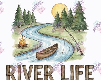 Vida fluvial PNG, diseño de verano para sublimación (descarga digital)