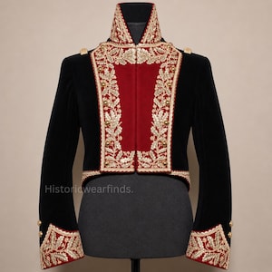 General Krasinskis kavaj – Napoleonsk militäruniformsrock – Handbroderad officerskavaj – Historisk återuppförande och ceremoniell klädsel