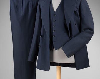 1930s French Three-Piece Wool Business Suit – Classic Double-Breasted Design
