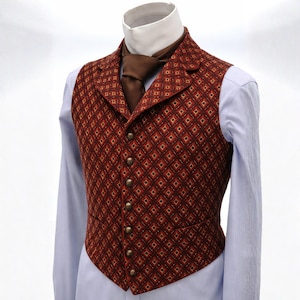 Viktoriansk väst för män, röd brokadväst, vintageväst, bröllopsväst, brudgumsväst, steampunkväst, formell väst, renässansväst