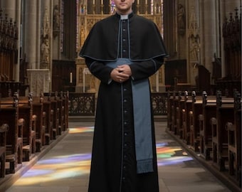 Clergy Robe with Capelet | Priest Cassock Gown | Custom Religious Vestment