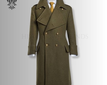 1967 Moss/olive GREEN Double Breast Full MILITARY Coat----about