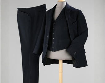 1980s French Wool Coat for Women – Black Belted Double Breasted Long Overcoat