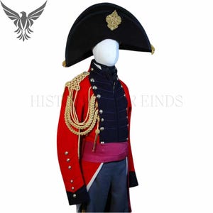 Napoleonic Military Ensemble Package – Bicorn Hat, Jacket, Vest, Epaulettes & Sash (No Trousers)