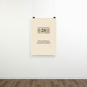 Zach Bryan '28' Lyric Print | Vintage Ticket Poster | Sentimental Music Art | 28th Birthday or Anniversary Gift