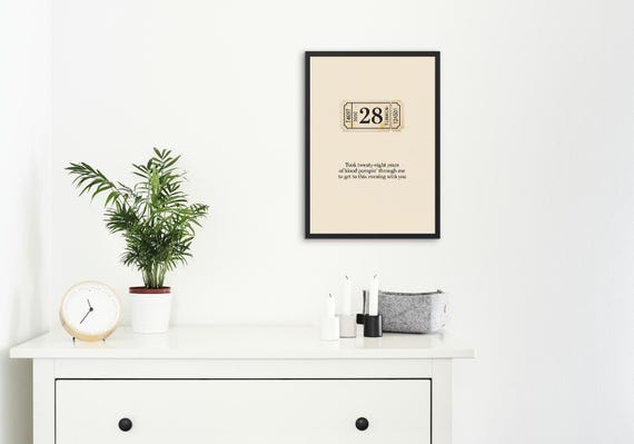 Zach Bryan '28' Lyric Print: Vintage Ticket Poster, Sentimental Music Art