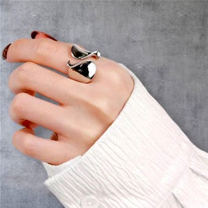 Adjustable Stainless Steel Open Ring: Modern Silver Color Jewelry