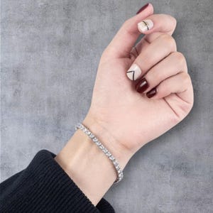 Zirconia Wedding Bracelet | Silver Tone Chain & Link Bracelet for Women