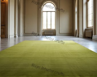 Hand-Tufted Rug Solid NK Milano Green New-Zealand Wool Rug: Living Room Bedroom Area 9x12