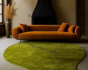 Hand-Tufted Irregular NK Milano Green Wool  Rug: Nordic Style